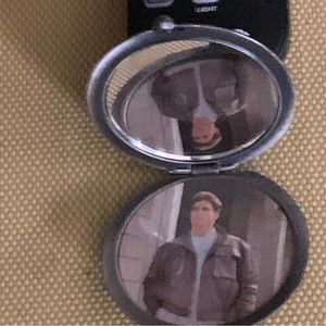 Purse mirror with picture frame, unique pewter